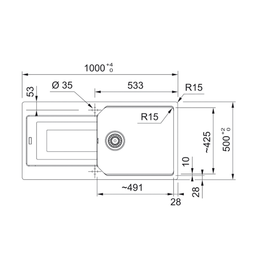 Sudoper Franke Urban UBG 611-100 A mat crni 114.0682.527