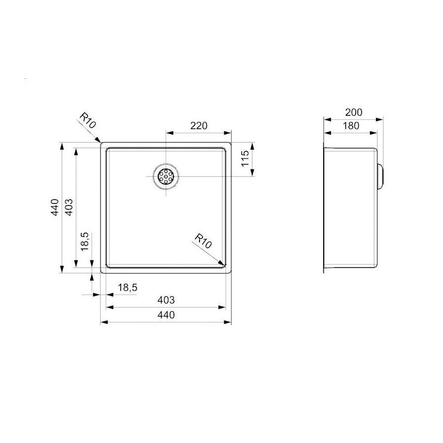 Sudoper Reginox New York 40X40 (L) Inox