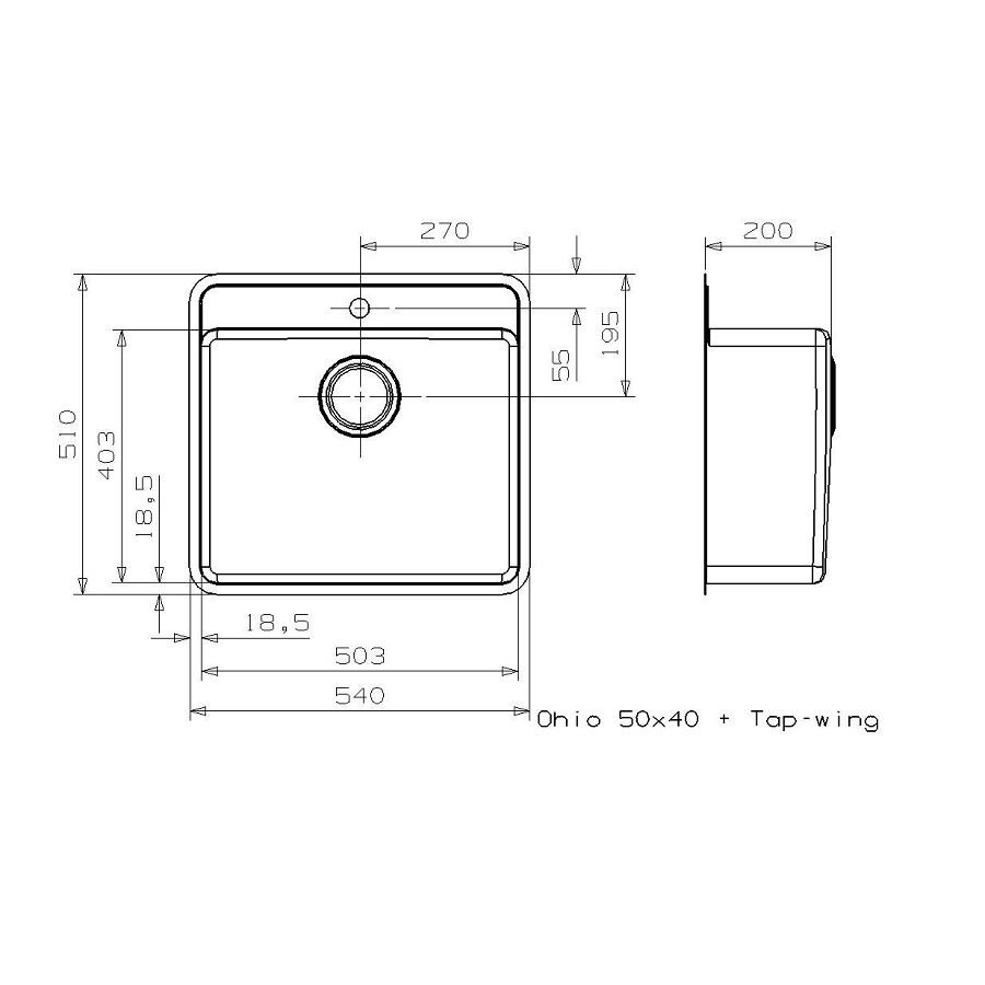 Sudoper Reginox Ohio L50x40TW