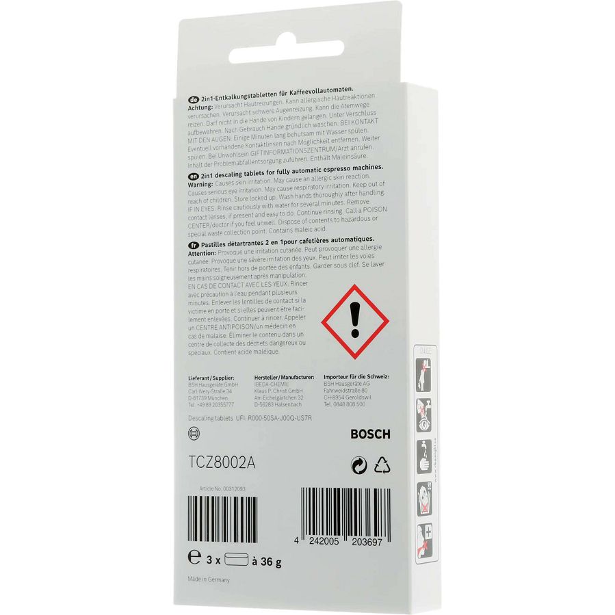 Tablete za uklanjanje kamenca u ap. za kavu Bosch TCZ8002A 3kom.