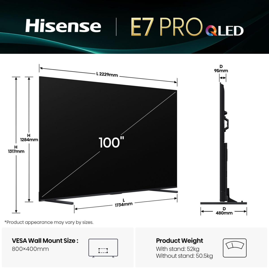 Televizor Hisense 100E7Q PRO UHD QuantumDot 4K VidaaU8.5