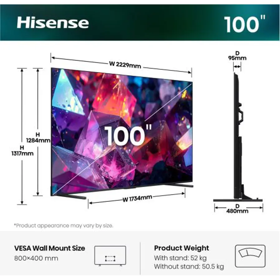 Televizor Hisense 100E7S PRO UHD QuantumDot 4K VidaaOS