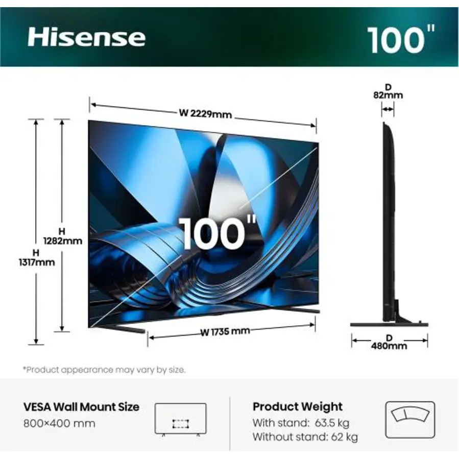 Televizor Hisense 100U7SE ULED MiniLED 4K VidaaOS