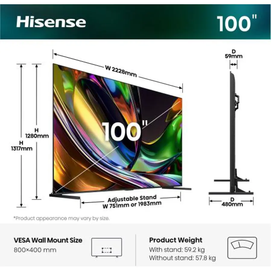 Televizor Hisense 100UR8S RGB MiniLED 4K VidaaOS