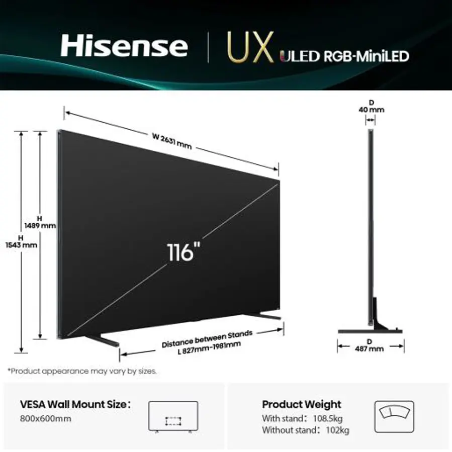 Televizor Hisense 116UXQ RGB MiniLED 4K VidaaOS