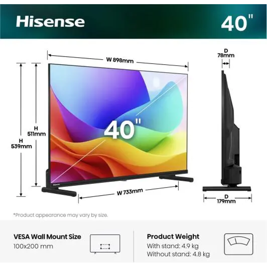 Televizor Hisense 40A5S FHD QuantumDot VidaaOS