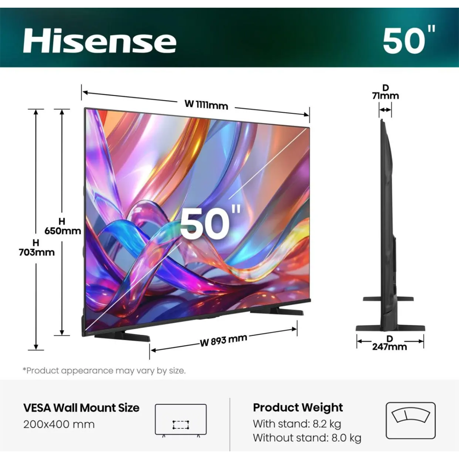 Televizor Hisense 50E7S UHD QuantumDot 4K VidaaOS