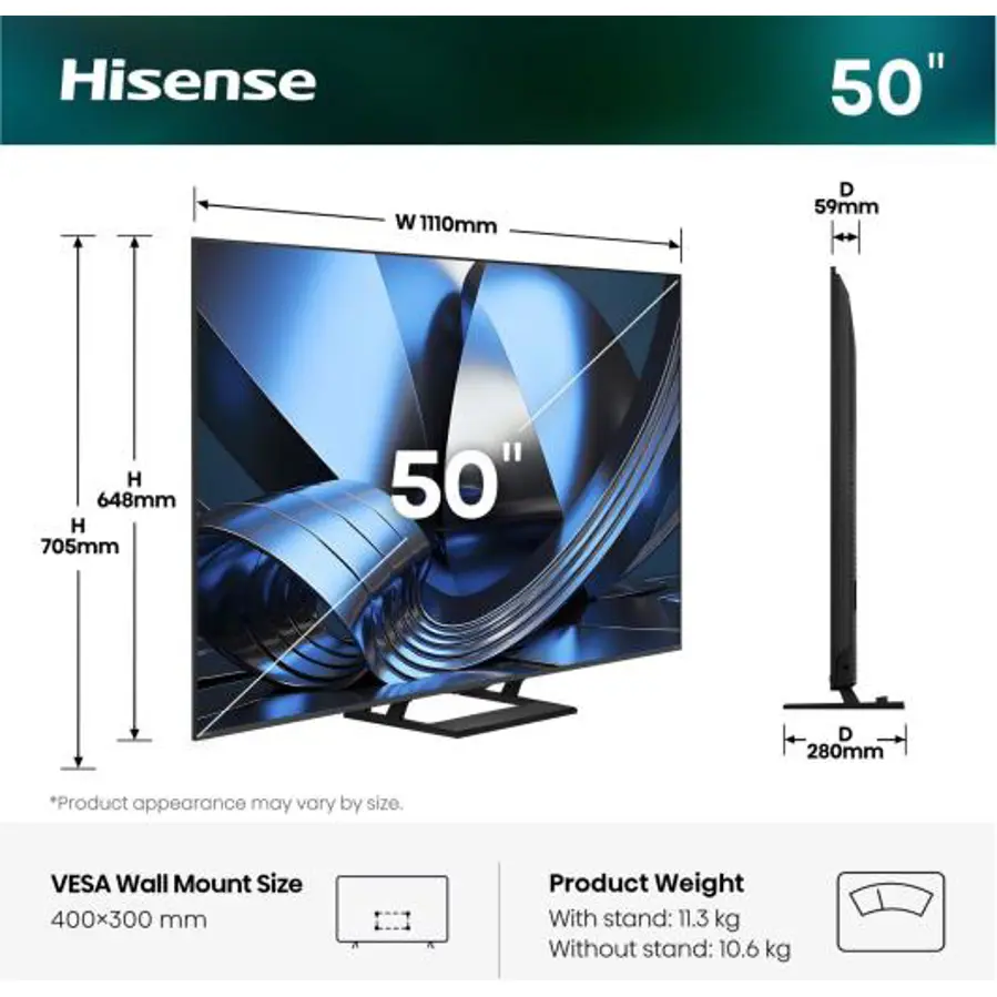 Televizor Hisense 50U7SE ULED MiniLED 4K VidaaOS