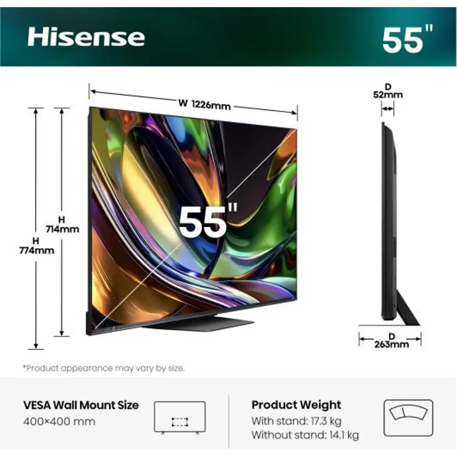 Televizor Hisense 55UR8S RGB MiniLED 4K VidaaOS