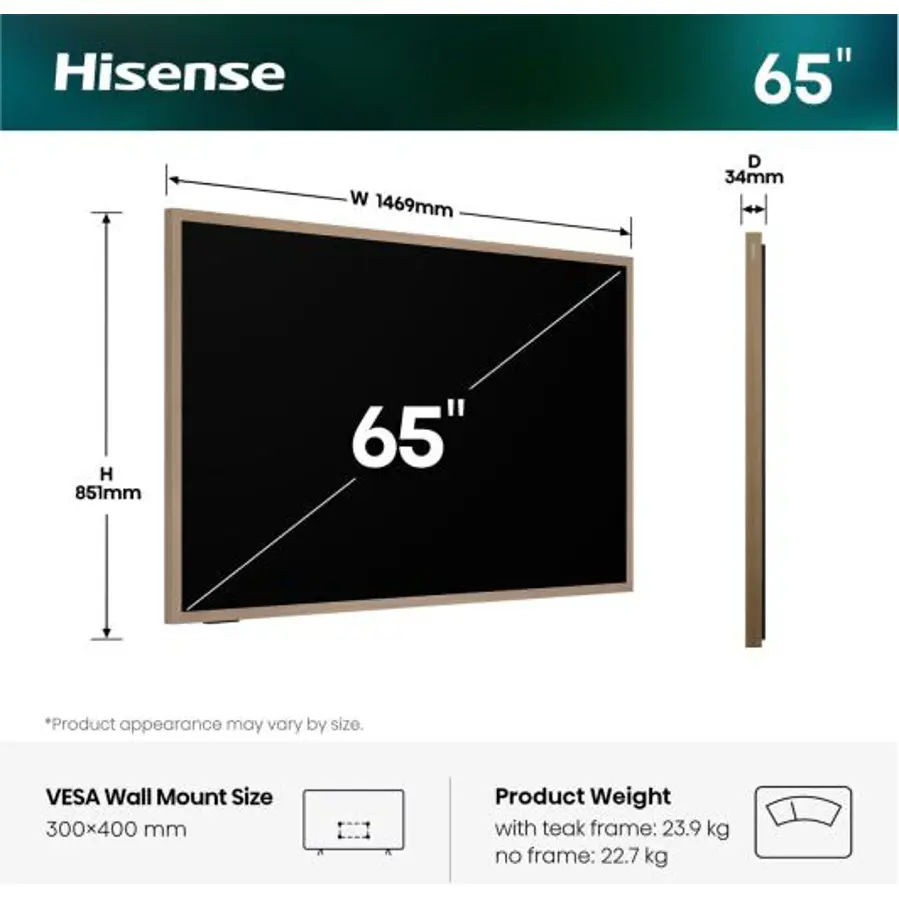 Televizor Hisense 65S7S UHD QuantumDot 4K Canvas 144Hz VidaaOS