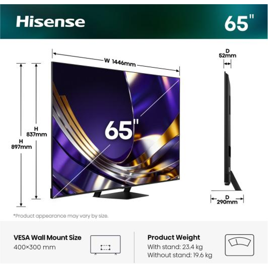 Televizor Hisense 65U7S PRO ULED MiniLED 4K VidaaOS