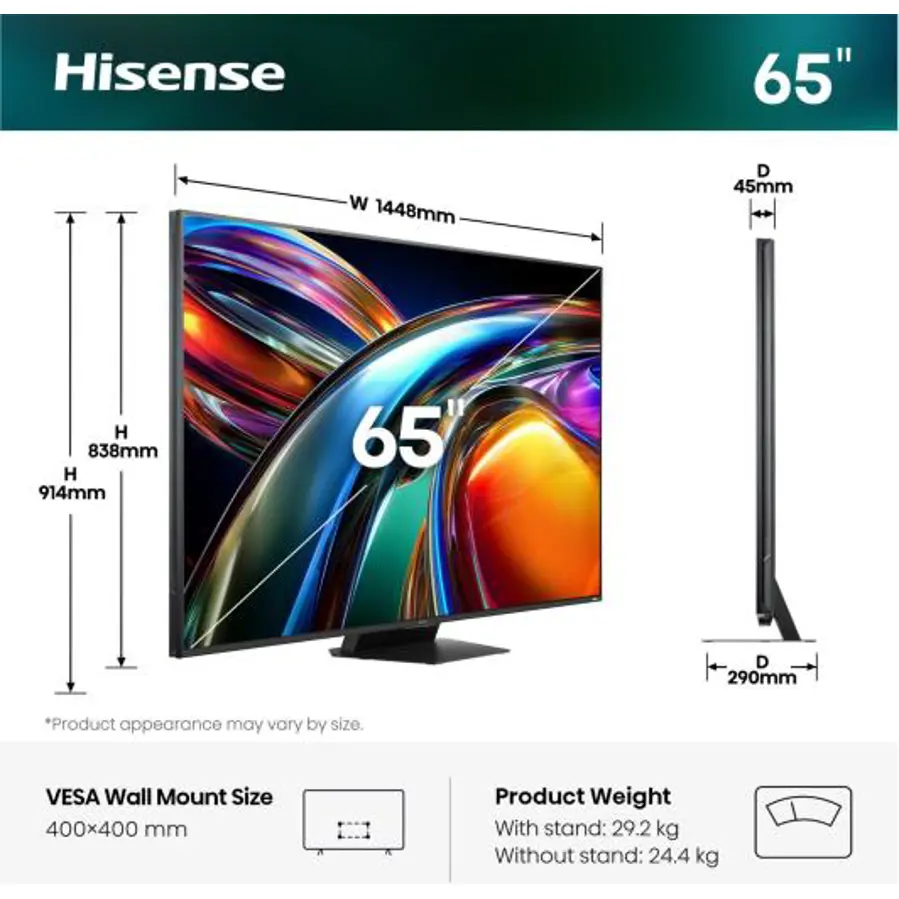 Televizor Hisense 65UR9S RGB MiniLED 4K VidaaOS