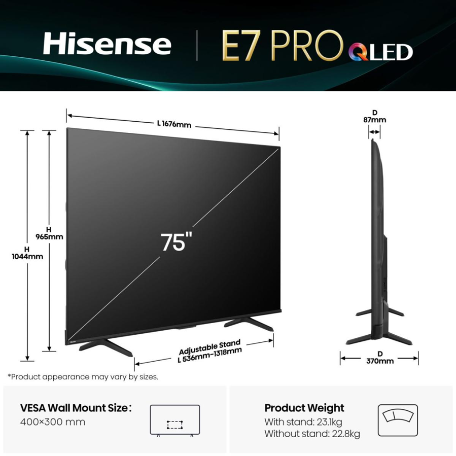 Televizor Hisense 75E7Q PRO UHD QuantumDot 4K VidaaU8.5