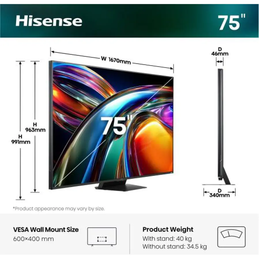Televizor Hisense 75UR9S RGB MiniLED 4K VidaaOS
