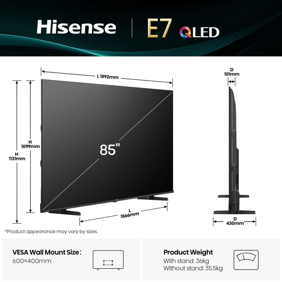 Televizor Hisense 85E7Q UHD QuantumDot 4K VidaaU9