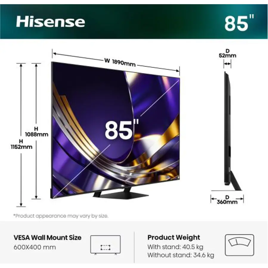 Televizor Hisense 85U7S PRO ULED MiniLED 4K VidaaOS