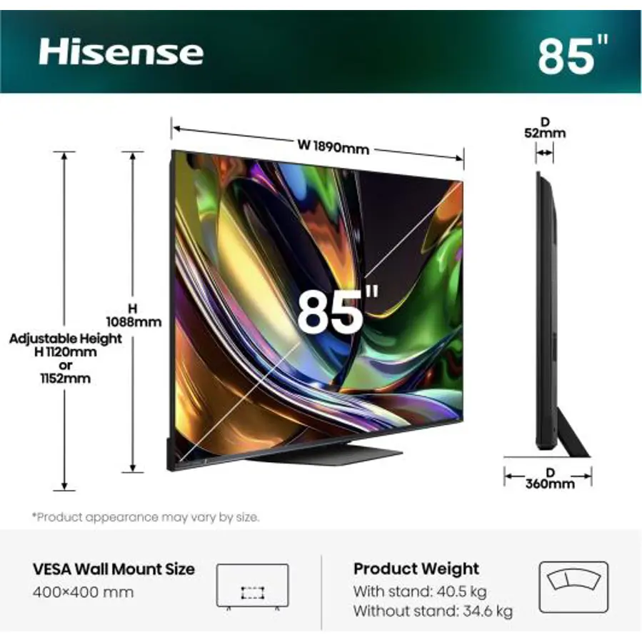 Televizor Hisense 85UR8S RGB MiniLED 4K VidaaOS