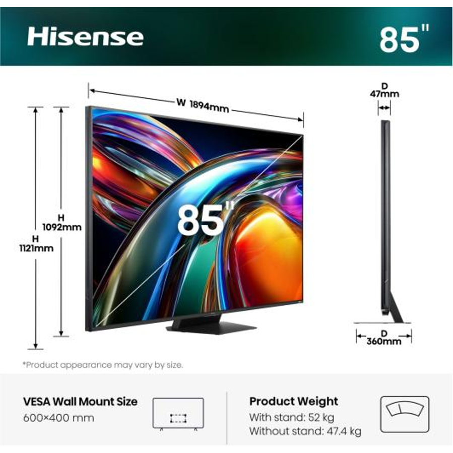 Televizor Hisense 85UR9S RGB MiniLED 4K VidaaOS