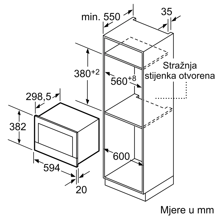 Ugradbena mikrovalna pećnica Bosch BFL634GW1