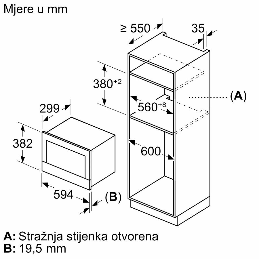 Ugradbena mikrovalna pećnica Bosch BFL7221W1