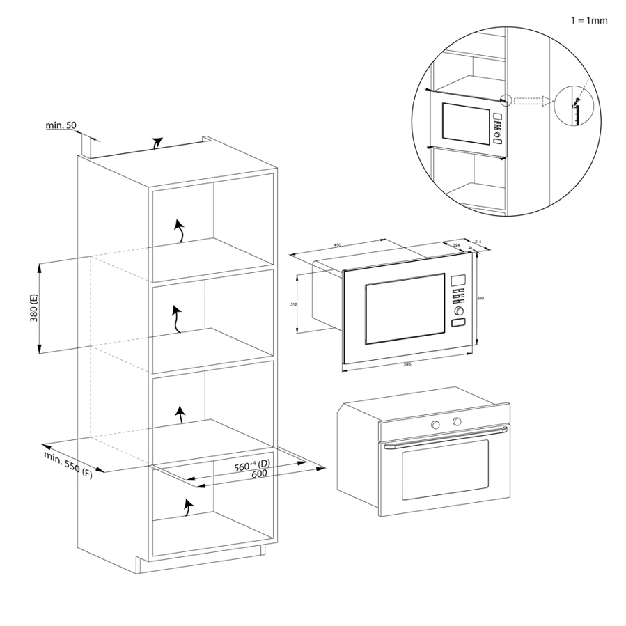 Ugradbena mikrovalna pećnica Candy CA38FL7NWBX
