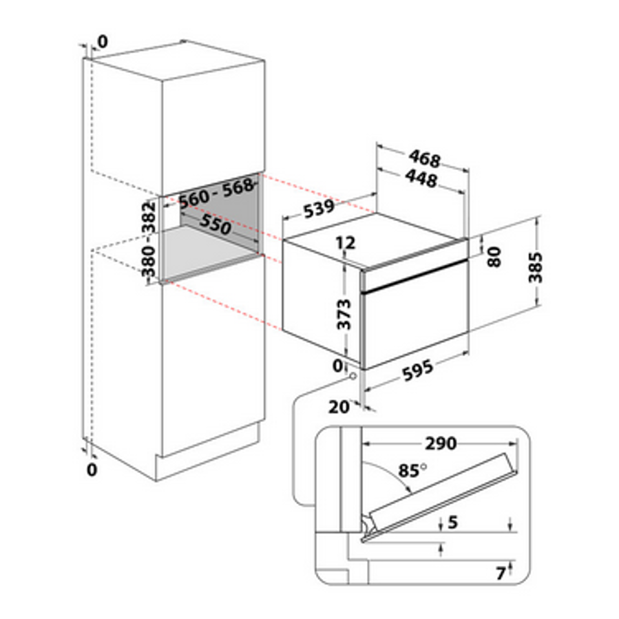 Ugradbena mikrovalna pećnica Whirlpool WMD7O4TB Grill Steam