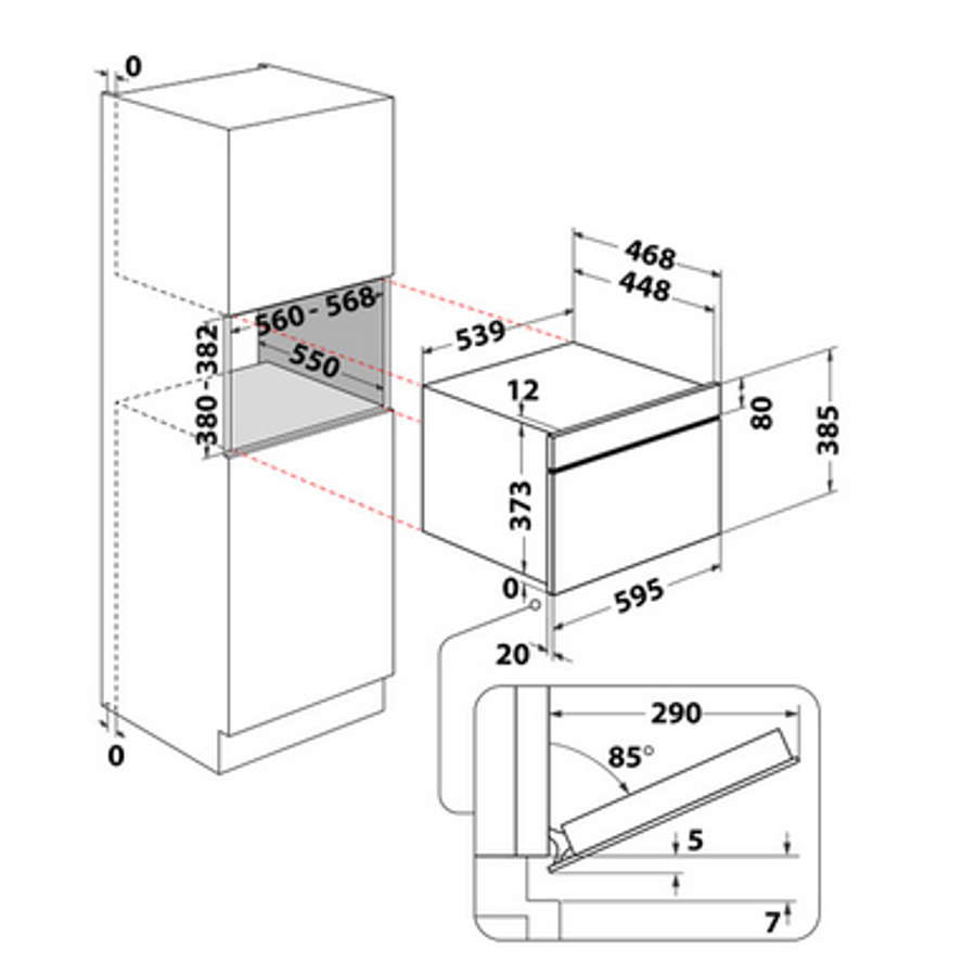 Ugradbena mikrovalna pećnica Whirlpool WMD7O4TX Grill Steam