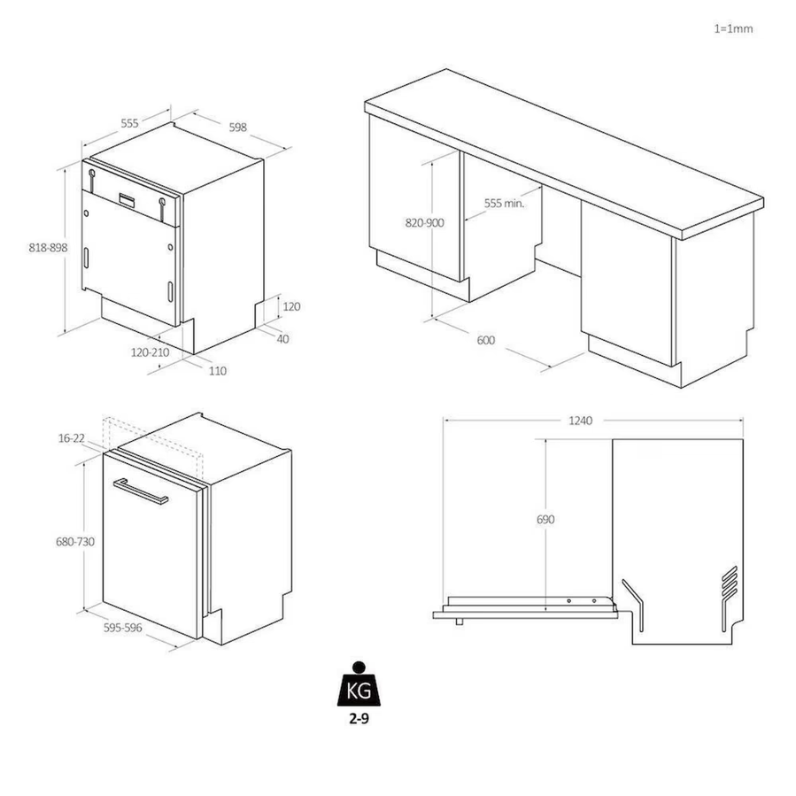 Ugradbena perilica posuđa Haier XI6B0M4PDB AirDry WiFi 1/2 punjenja