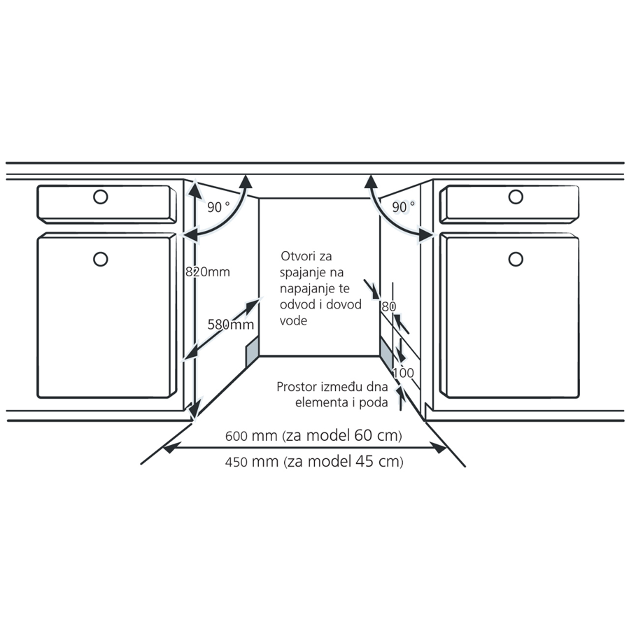 Ugradbena perilica posuđa Končar PP45IM5