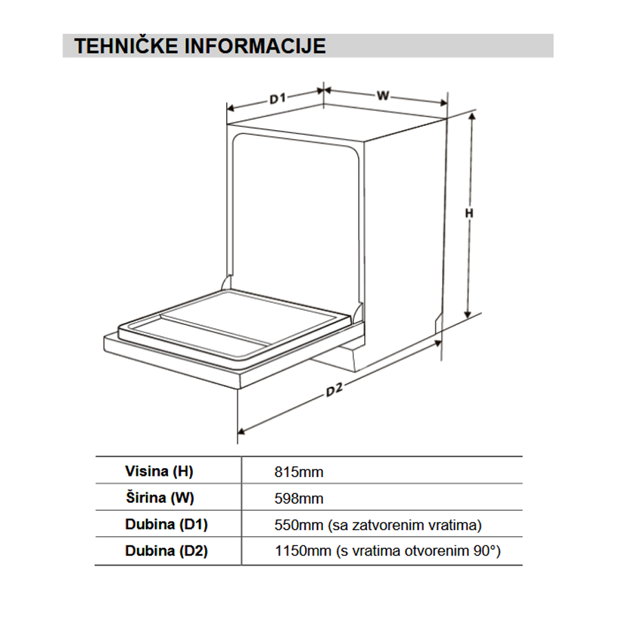 Ugradbena perilica posuđa Vivax DWB-601252CL