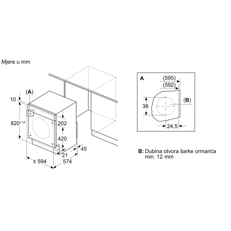 Ugradbena perilica sušilica rublja Bosch WKD28490EU