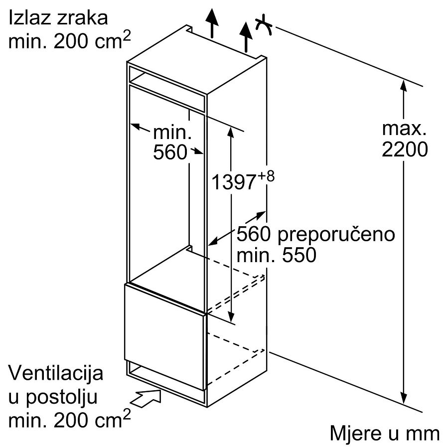 Ugradbeni hladnjak Bosch KIF51AFE0