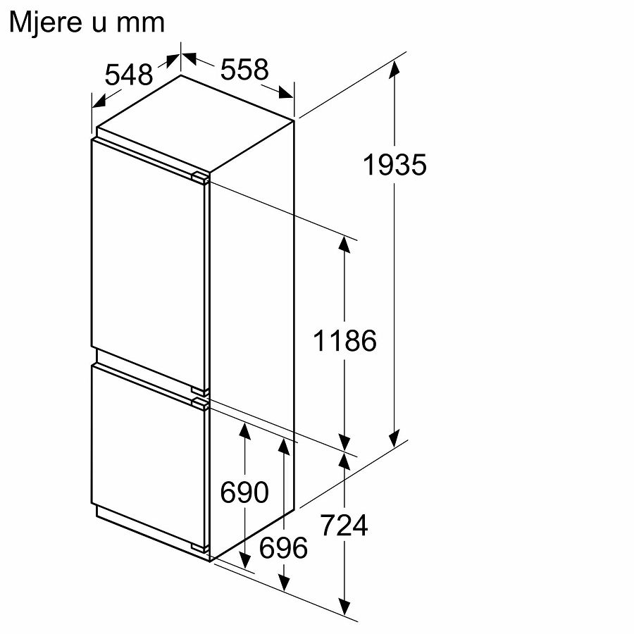 Ugradbeni hladnjak Bosch KIN96VFD0 194cm
