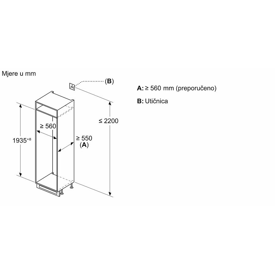 Ugradbeni hladnjak Bosch KIN96VFD0 194cm