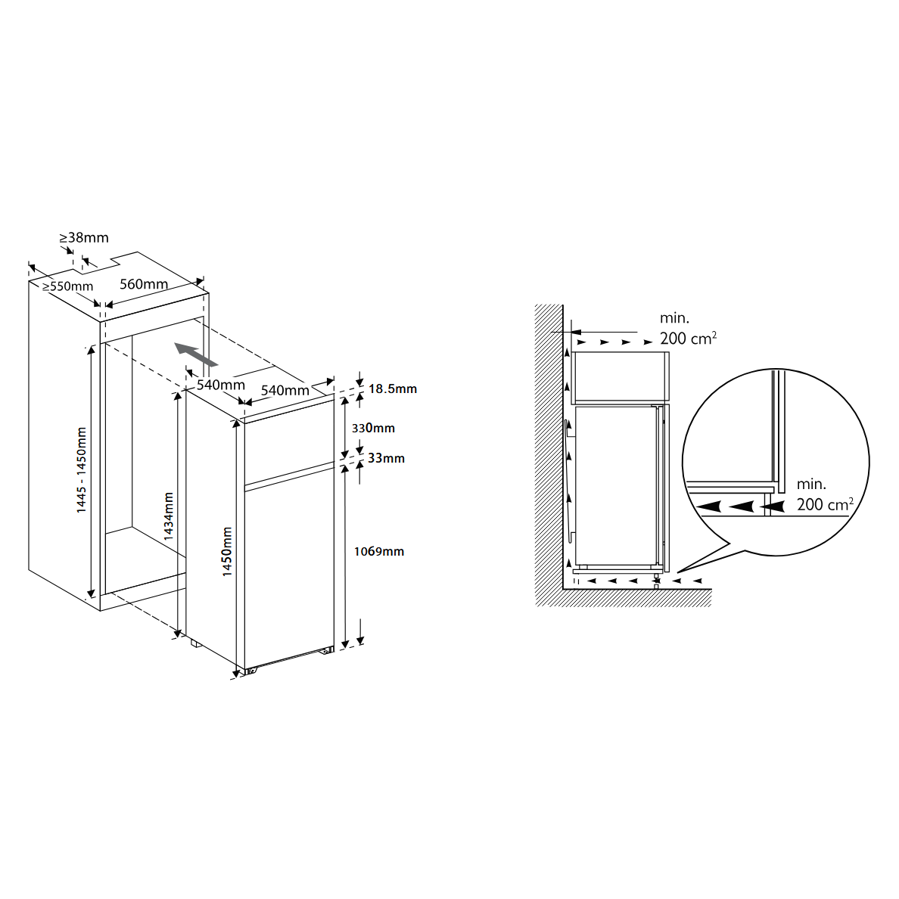 Ugradbeni hladnjak Candy CFBD2450/2EH