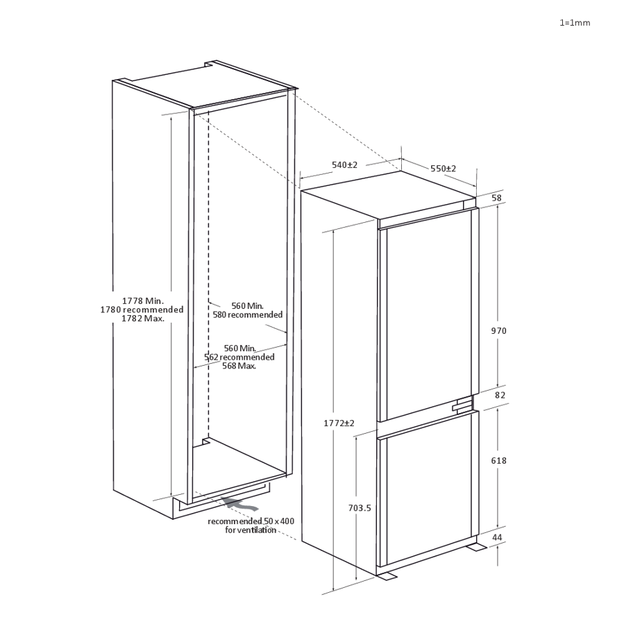 Ugradbeni hladnjak Candy ECNBQL3518EV