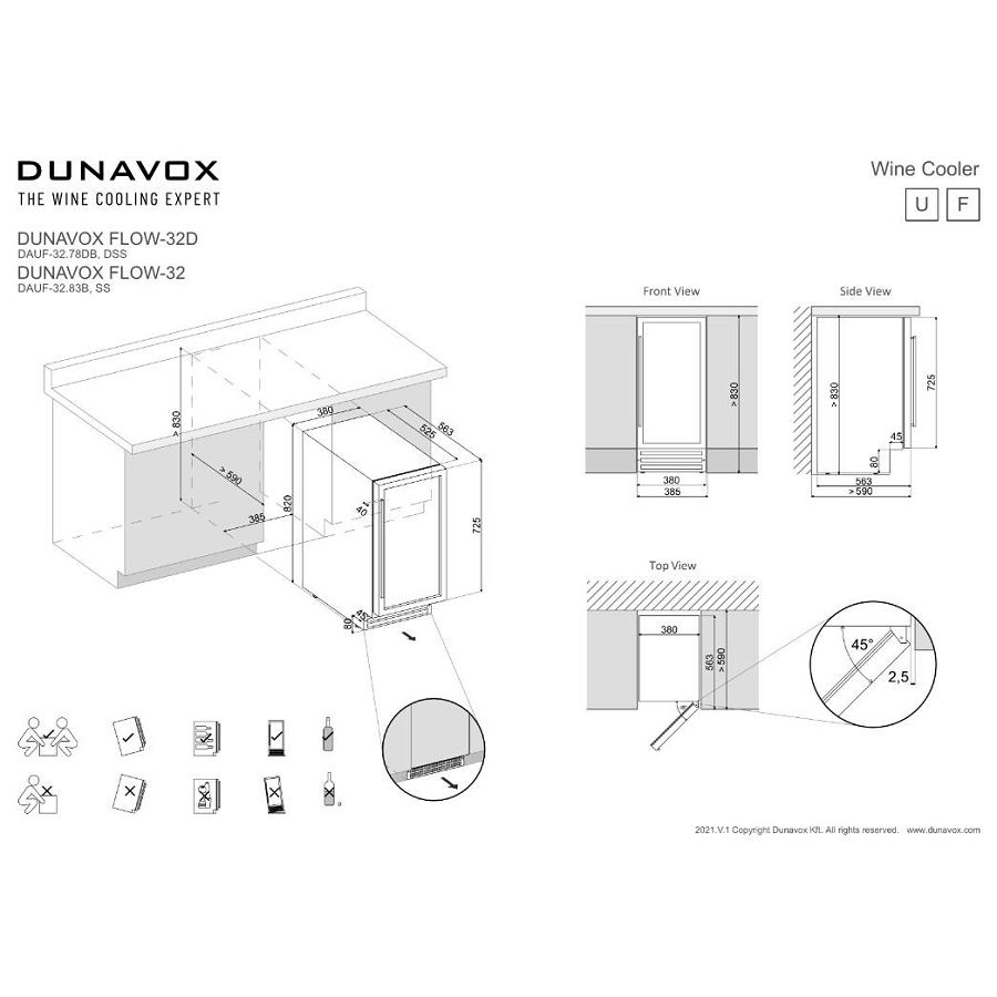 Podpultni hladnjak za vino Dunavox DAUF-32.78DB