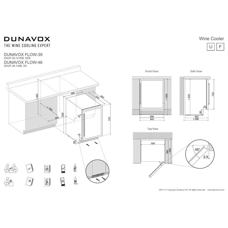 Podpultni hladnjak za vino Dunavox DAUF-39.121DB