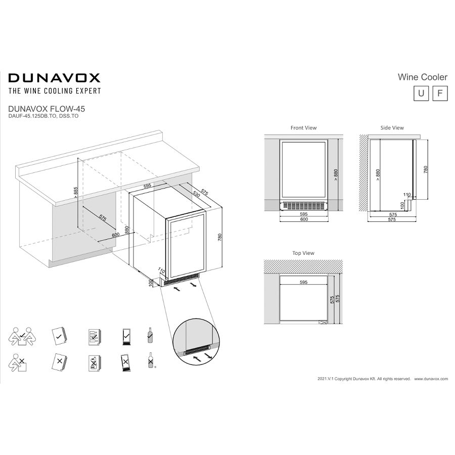 Podpultni hladnjak za vino Dunavox DAUF-45.125DB.TO