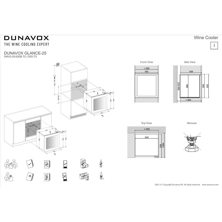 Ugradbeni hladnjak za vino Dunavox DAVG-25.63DB.TO