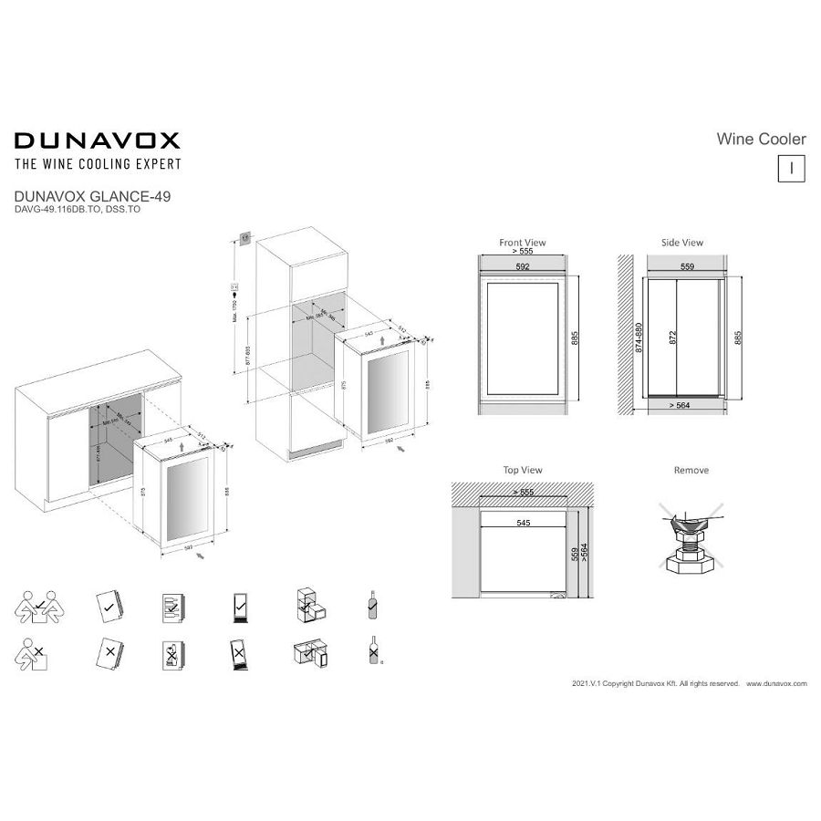 Ugradbeni hladnjak za vino Dunavox DAVG-49.116DB.TO