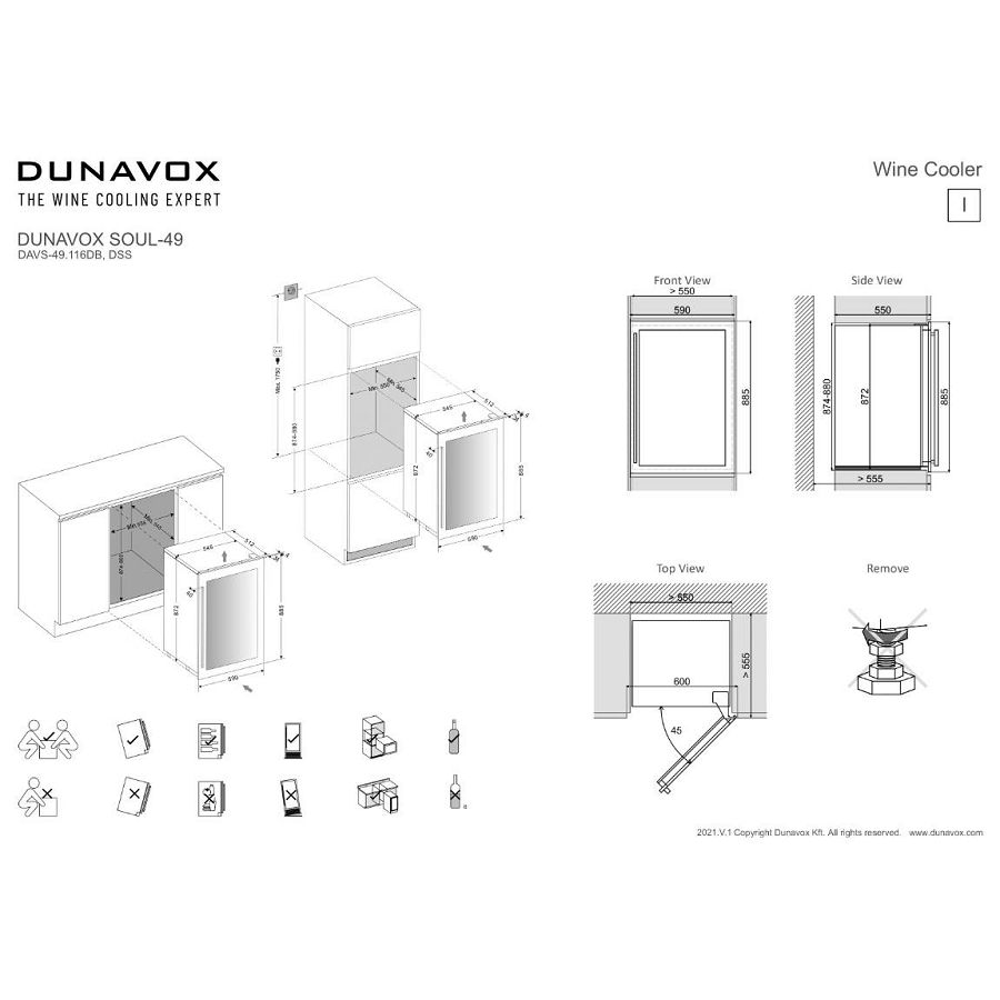 Ugradbeni hladnjak za vino Dunavox DAVS-49.116DB