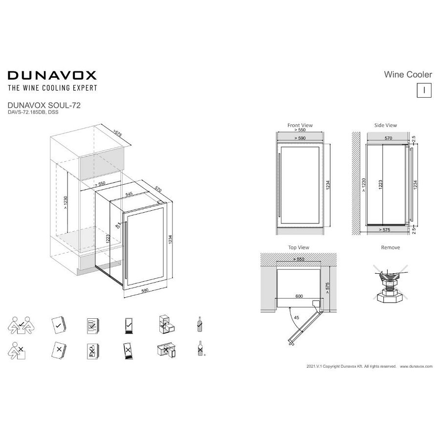 Ugradbeni hladnjak za vino Dunavox DAVS-72.185DB