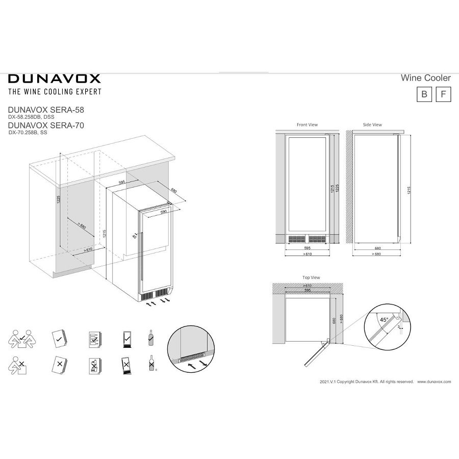 Ugradbeni hladnjak za vino Dunavox DX-58.258DSS