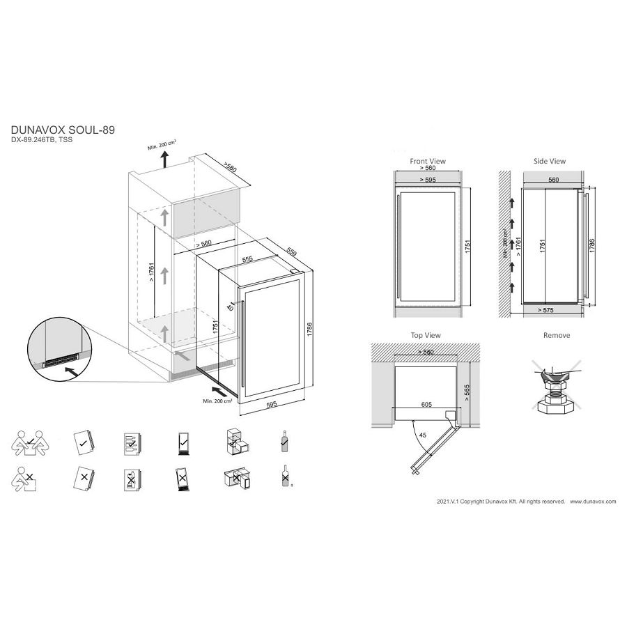 Ugradbeni hladnjak za vino Dunavox DX-89.246TB