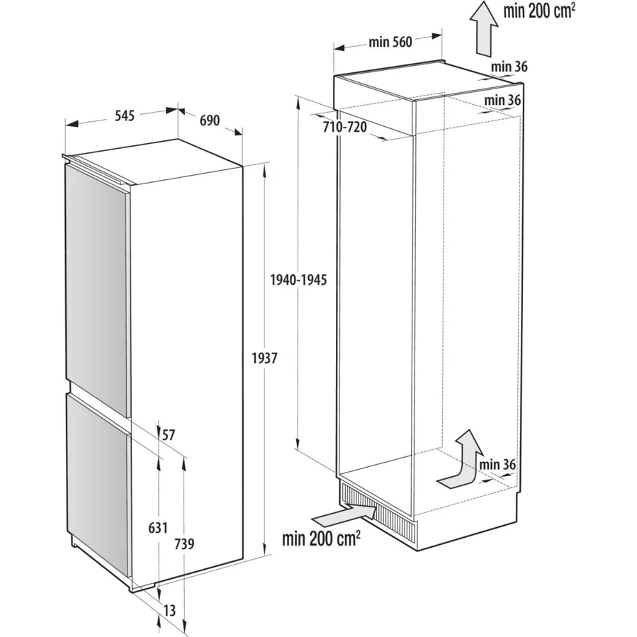 Ugradbeni hladnjak Gorenje NRKI619D61WFE WiFi 0°C 69x194cm