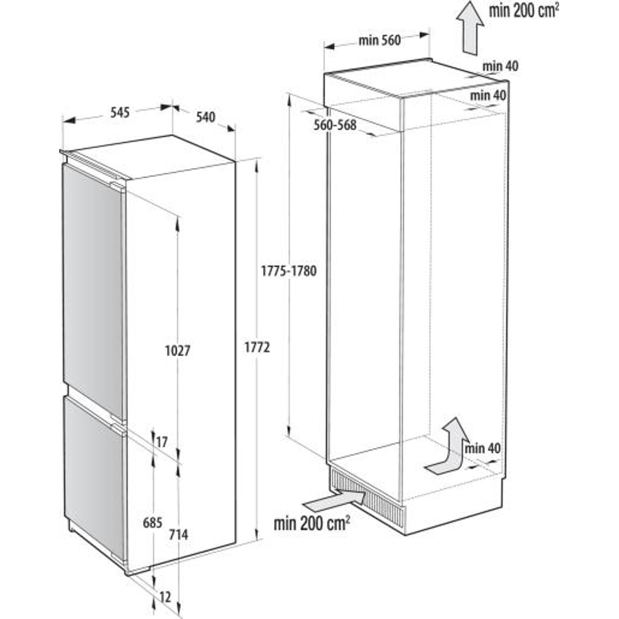 Ugradbeni hladnjak Hisense RB3B250SAWE