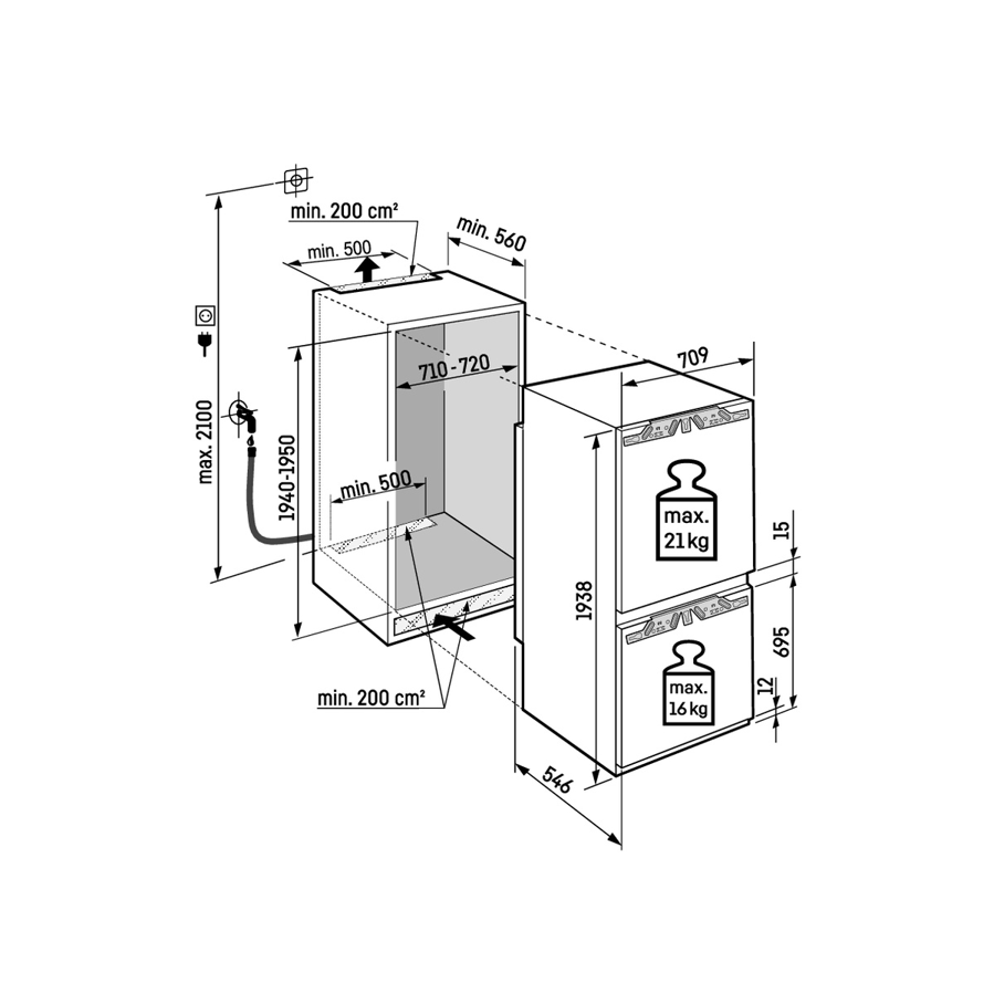 Ugradbeni hladnjak Liebherr ICBNbi7663 Prime BioFresh IceMaker WiFi 71x194cm