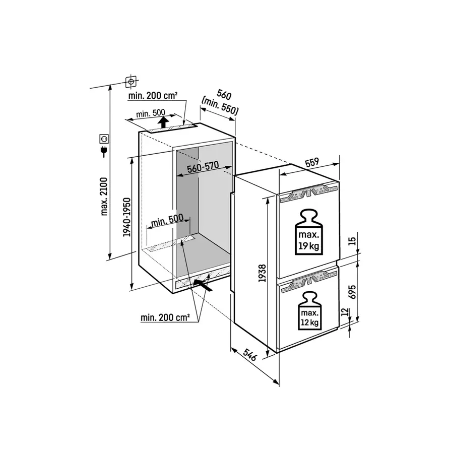 Ugradbeni hladnjak Liebherr ICBNc5623 Plus BioFresh 194cm
