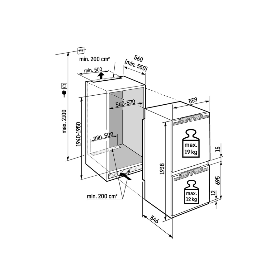 Ugradbeni hladnjak Liebherr ICNd5603 Pure 194cm